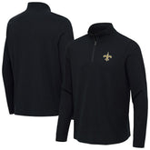 New Orleans Saints Antigua Sync Tri-Blend Quarter-Zip Pullover - Heather Black - NFL