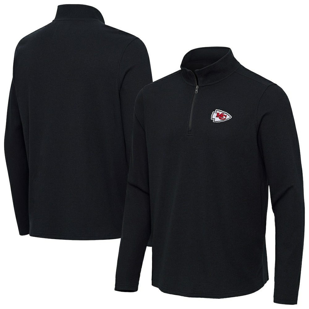 Kansas City Chiefs Antigua Sync Tri-Blend Quarter-Zip Pullover - Heather Black - NFL