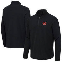 Cincinnati Bengals Antigua Sync Tri-Blend Quarter-Zip Pullover - Heather Black - NFL
