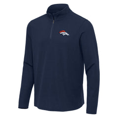 Denver Broncos Antigua Sync Tri-Blend Quarter-Zip Pullover - Heather Navy - NFL