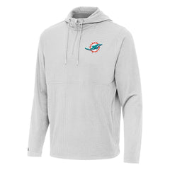 Miami Dolphins Antigua Connected Quarter-Zip Pullover Hoodie - Gray - NFL