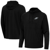 Philadelphia Eagles Antigua Connected Quarter-Zip Pullover Hoodie - Black - NFL