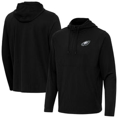 Philadelphia Eagles Antigua Connected Quarter-Zip Pullover Hoodie - Black - NFL