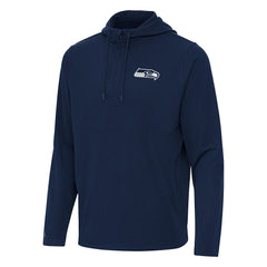 Seattle Seahawks Antigua Connected Quarter-Zip Pullover Hoodie - College Navy - NFL