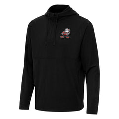Cleveland Browns Antigua Throwback Connected Quarter-Zip Pullover Hoodie - Black - NFL