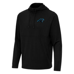 Carolina Panthers Antigua Connected Quarter-Zip Pullover Hoodie - Black - NFL