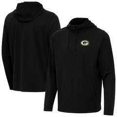 Green Bay Packers Antigua Connected Quarter-Zip Pullover Hoodie - Black - NFL