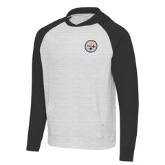 Pittsburgh Steelers Antigua Urgent Pullover Hoodie - Black/Heather Gray - NFL