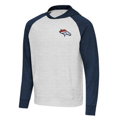 Denver Broncos Antigua Urgent Pullover Hoodie - Heather Navy/Gray - NFL