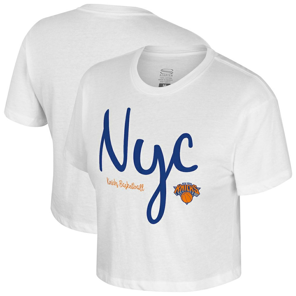 New York Knicks Stadium Essentials Cropped Third Quarter T-Shirt White