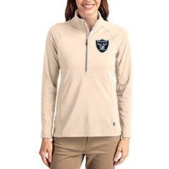 Las Vegas Raiders Cutter & Buck Women's Adapt Eco Knit Stretch Recycled Raglan Half-Zip Pullover - Tan - NFL