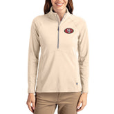 San Francisco 49ers Cutter & Buck Women's Adapt Eco Knit Stretch Recycled Raglan Half-Zip Pullover - Tan - NFL