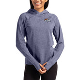 Denver Broncos Cutter & Buck Women's Primary Logo Adapt Knit Recycled Raglan Pullover Hoodie - Heather Navy - NFL