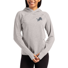 Detroit Lions Cutter & Buck Women's Tonal Logo Adapt Knit Recycled Raglan Pullover Hoodie - Heather Gray - NFL
