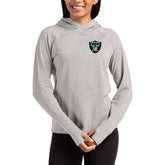 Las Vegas Raiders Cutter & Buck Women's Primary Logo Adapt Knit Recycled Raglan Pullover Hoodie - Heather Gray - NFL