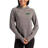 New York Jets Cutter & Buck Women's Primary Logo Adapt Knit Recycled Raglan Pullover Hoodie - Heather Charcoal - NFL