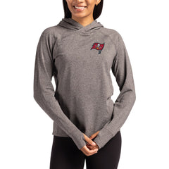 Tampa Bay Buccaneers Cutter & Buck Women's Primary Logo Adapt Knit Recycled Raglan Pullover Hoodie - Heather Charcoal - NFL