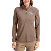Chicago Bears Cutter & Buck Women's Tonal Adapt Eco Knit Stretch Recycled Raglan Half-Zip Pullover - Brown - NFL