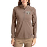 Las Vegas Raiders Cutter & Buck Women's Tonal Adapt Eco Knit Stretch Recycled Raglan Half-Zip Pullover - Brown - NFL