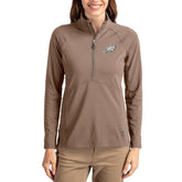 Philadelphia Eagles Cutter & Buck Women's Tonal Adapt Eco Knit Stretch Recycled Raglan Half-Zip Pullover - Brown - NFL