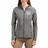 New York Giants Cutter & Buck Women's Adapt Eco Knit Hybrid Recycled Raglan Full-Zip Hoodie Jacket - Gray - NFL