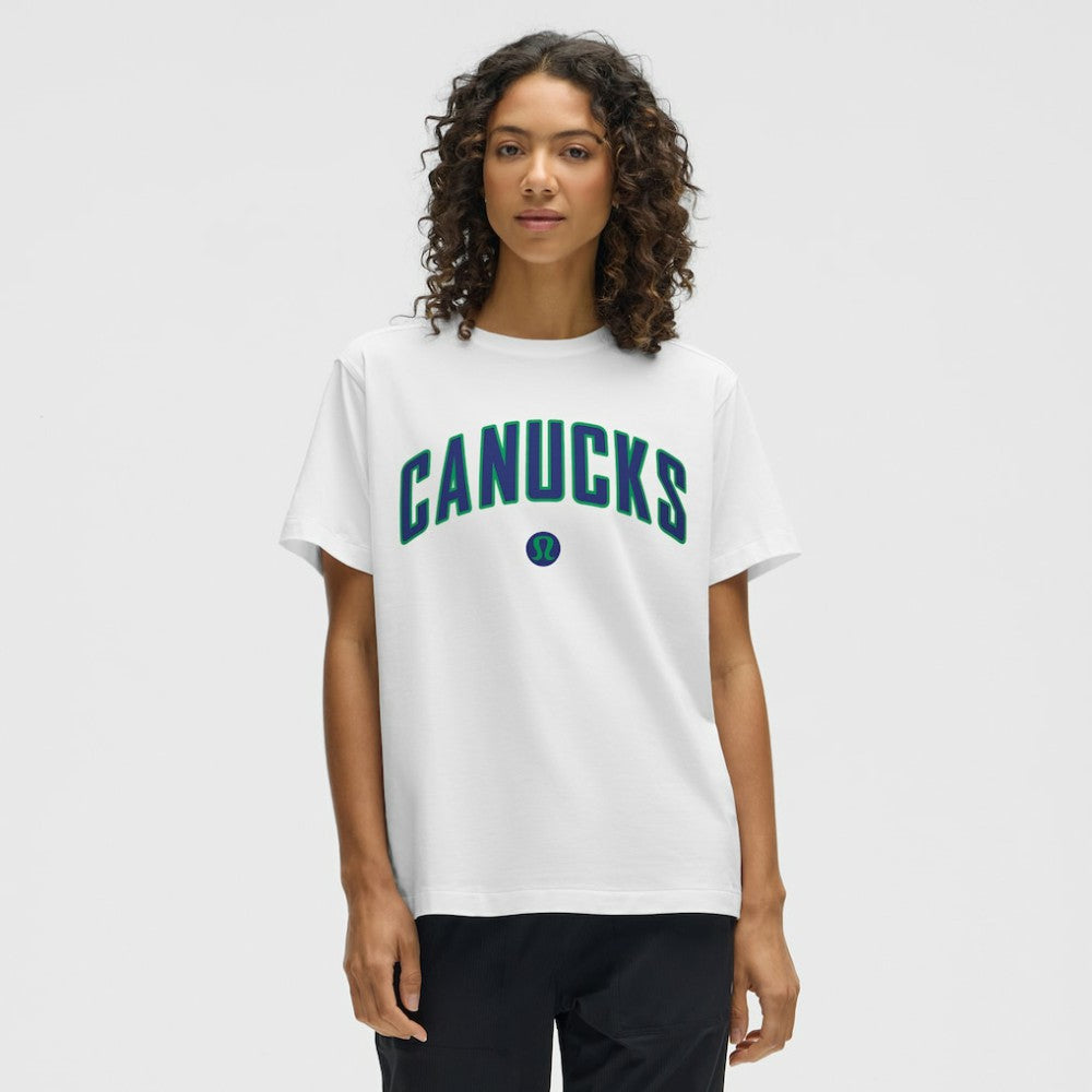 Vancouver Canucks lululemon Women's All Yours Organic Cotton T-Shirt - White | NHL near me