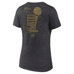 Fanatics Oklahoma City Thunder Women's 2025 NBA Finals Champions Double Dribble V-Neck T-Shirt Heather Charcoal