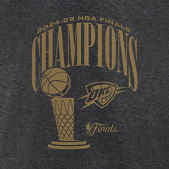 Fanatics Oklahoma City Thunder Women's 2025 NBA Finals Champions Double Dribble V-Neck T-Shirt Heather Charcoal