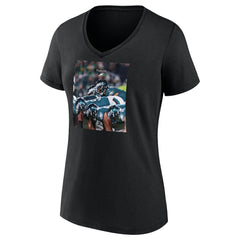 Philadelphia Eagles Women's Push On V-Neck T-Shirt - Black - NFL