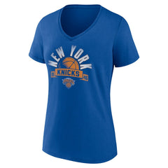 New York Knicks Women's '90s Graphic V-Neck T-Shirt Blue