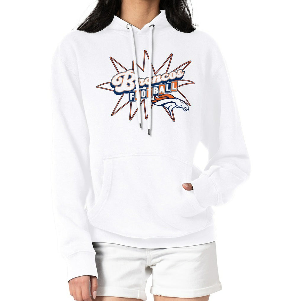 Denver Broncos Starter Women's Drive-In Sign Pullover Hoodie - White - NFL