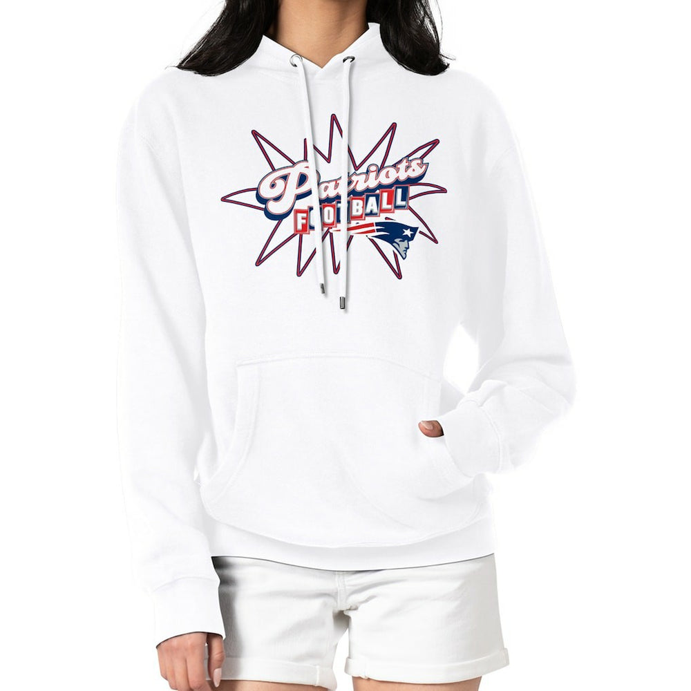 New England Patriots Starter Women's Drive-In Sign Pullover Hoodie - White - NFL