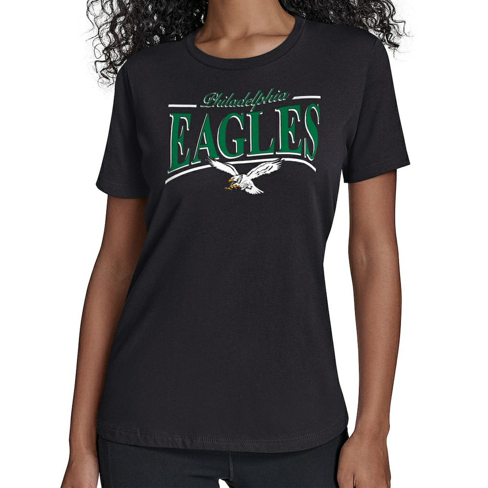 Philadelphia Eagles Starter Women's Throwback Arch Stripe T-Shirt - Black - NFL