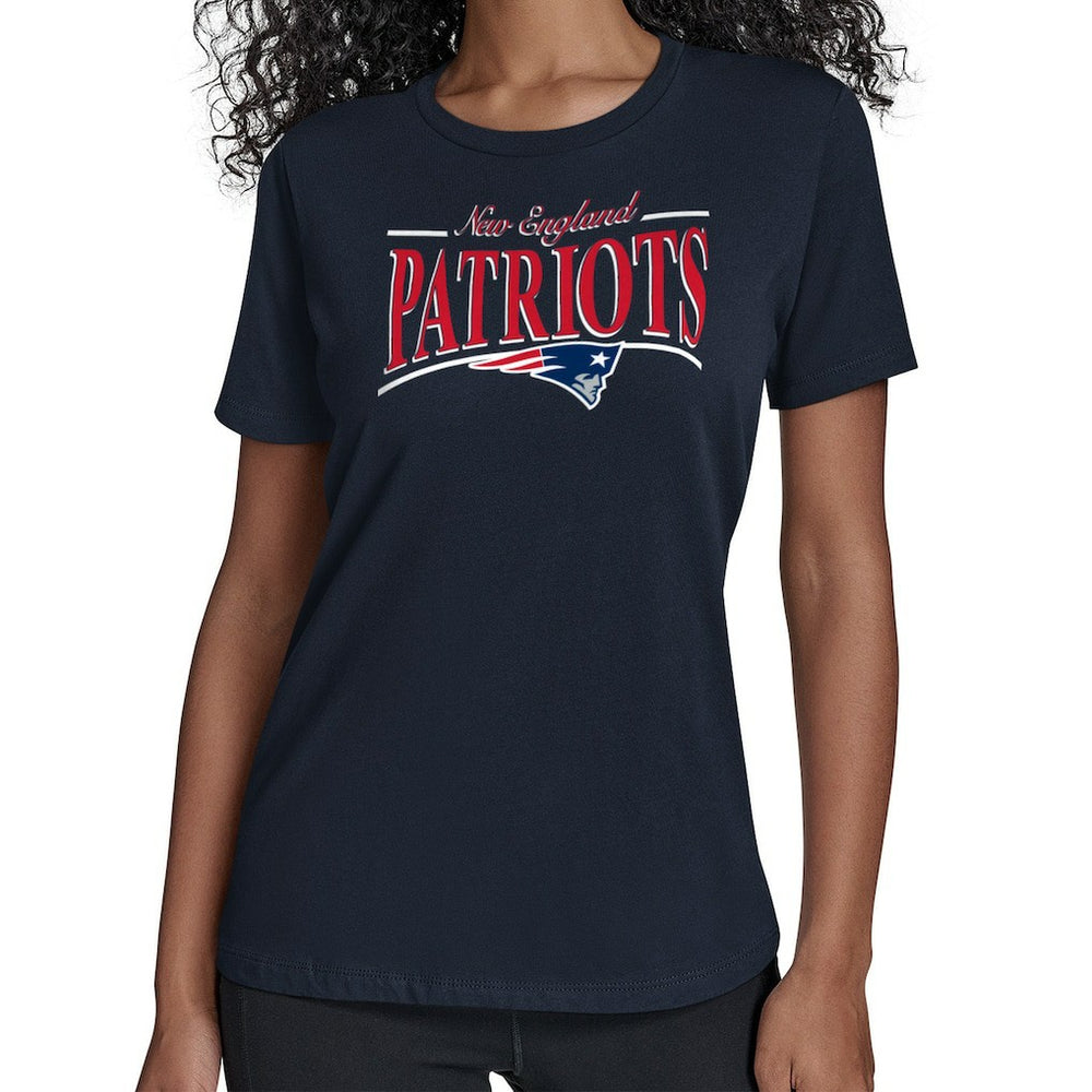 New England Patriots Starter Women's Arch Stripe T-Shirt - Navy - NFL