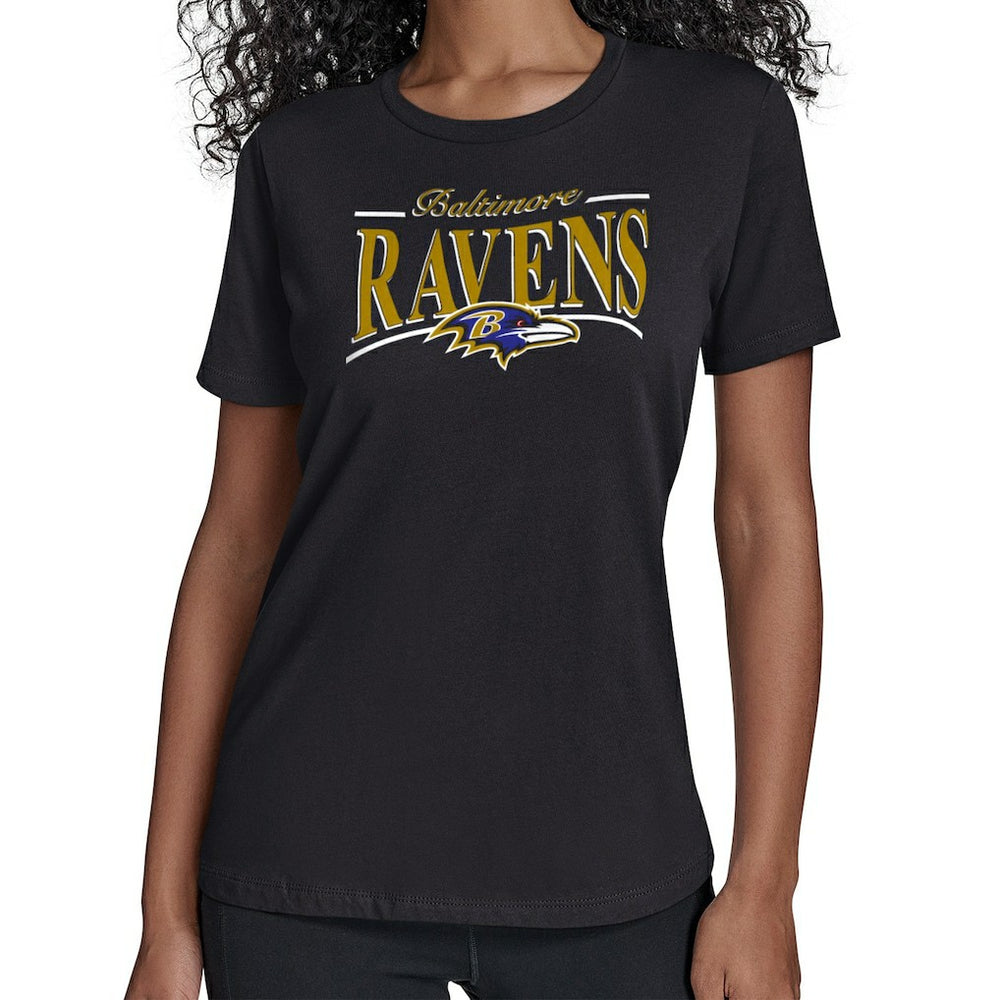 Baltimore Ravens Starter Women's Arch Stripe T-Shirt - Black - NFL