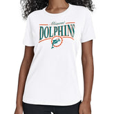 Miami Dolphins Starter Women's Throwback Arch Stripe T-Shirt - White - NFL