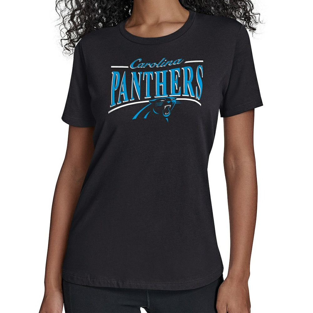Carolina Panthers Starter Women's Arch Stripe T-Shirt - Black - NFL