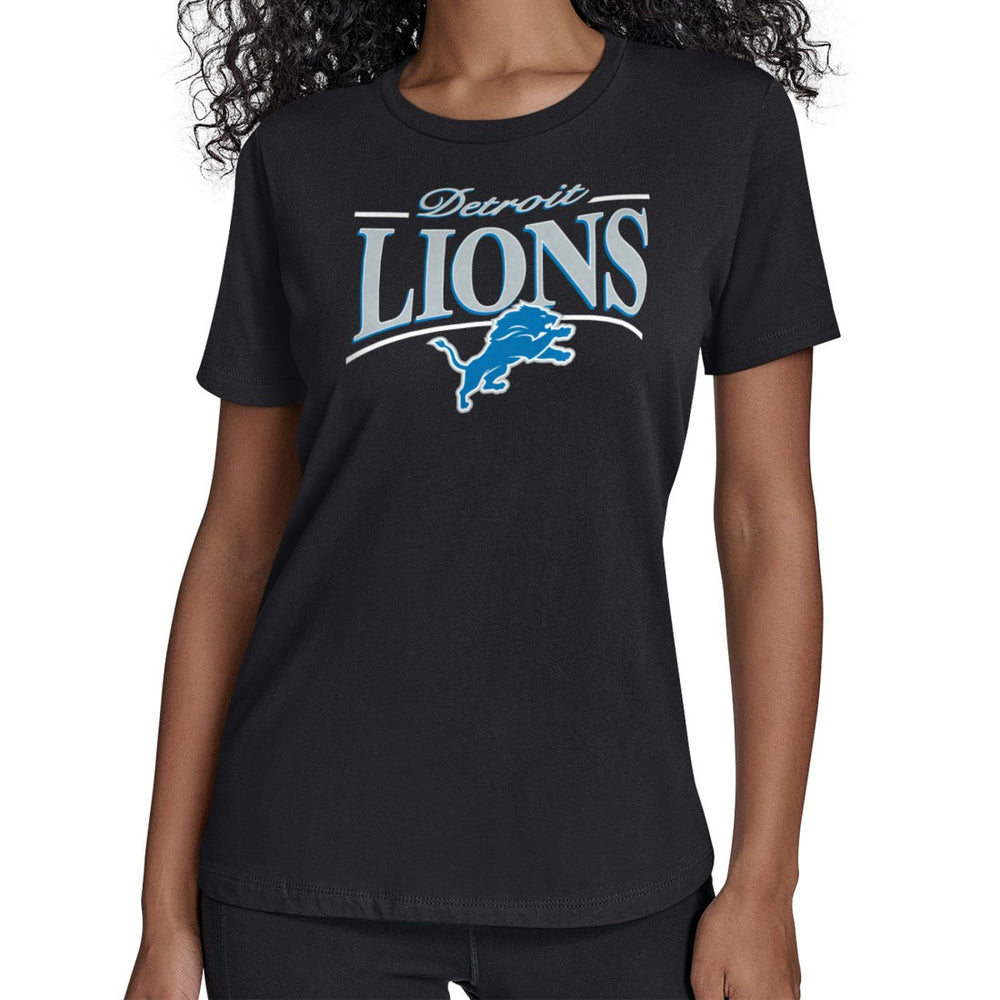 Detroit Lions Starter Women's Arch Stripe T-Shirt - Black - NFL
