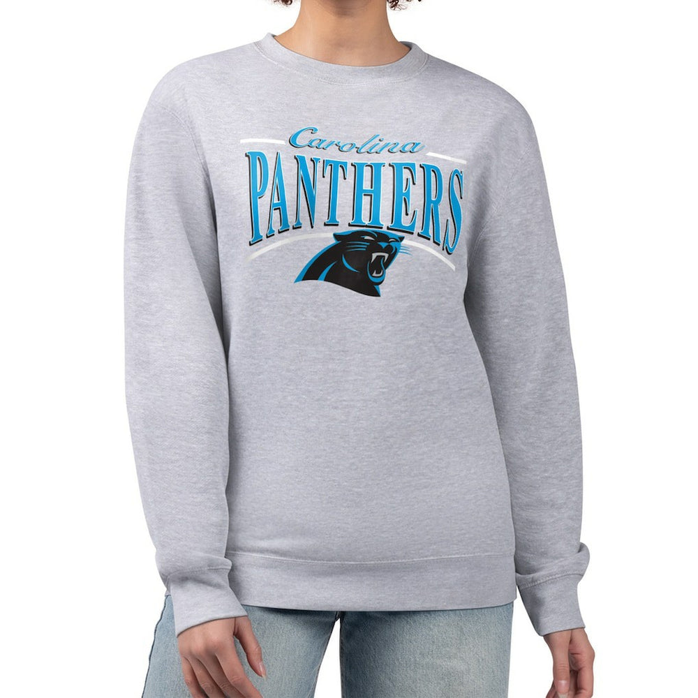 Carolina Panthers Starter Women's Arch Stripe Fleece Pullover Sweatshirt - Gray - NFL