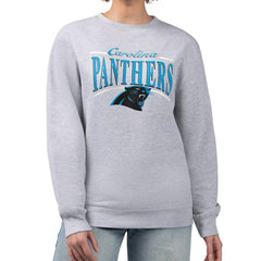 Carolina Panthers Starter Women's Arch Stripe Fleece Pullover Sweatshirt - Gray - NFL