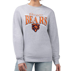 Chicago Bears Starter Women's Arch Stripe Fleece Pullover Sweatshirt - Gray - NFL