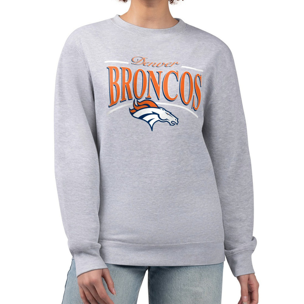 Denver Broncos Starter Women's Arch Stripe Fleece Pullover Sweatshirt - Gray - NFL