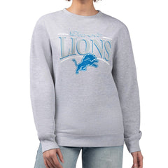 Detroit Lions Starter Women's Arch Stripe Fleece Pullover Sweatshirt - Gray - NFL