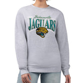 Jacksonville Jaguars Starter Women's Throwback Arch Stripe Fleece Pullover Sweatshirt - Gray - NFL
