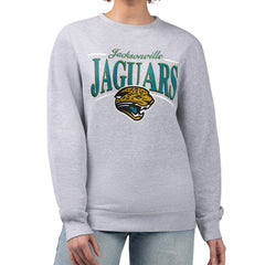 Jacksonville Jaguars Starter Women's Throwback Arch Stripe Fleece Pullover Sweatshirt - Gray - NFL