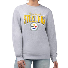 Pittsburgh Steelers Starter Women's Arch Stripe Fleece Pullover Sweatshirt - Gray - NFL