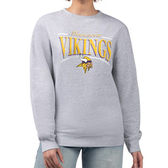 Minnesota Vikings Starter Women's Arch Stripe Fleece Pullover Sweatshirt - Gray - NFL