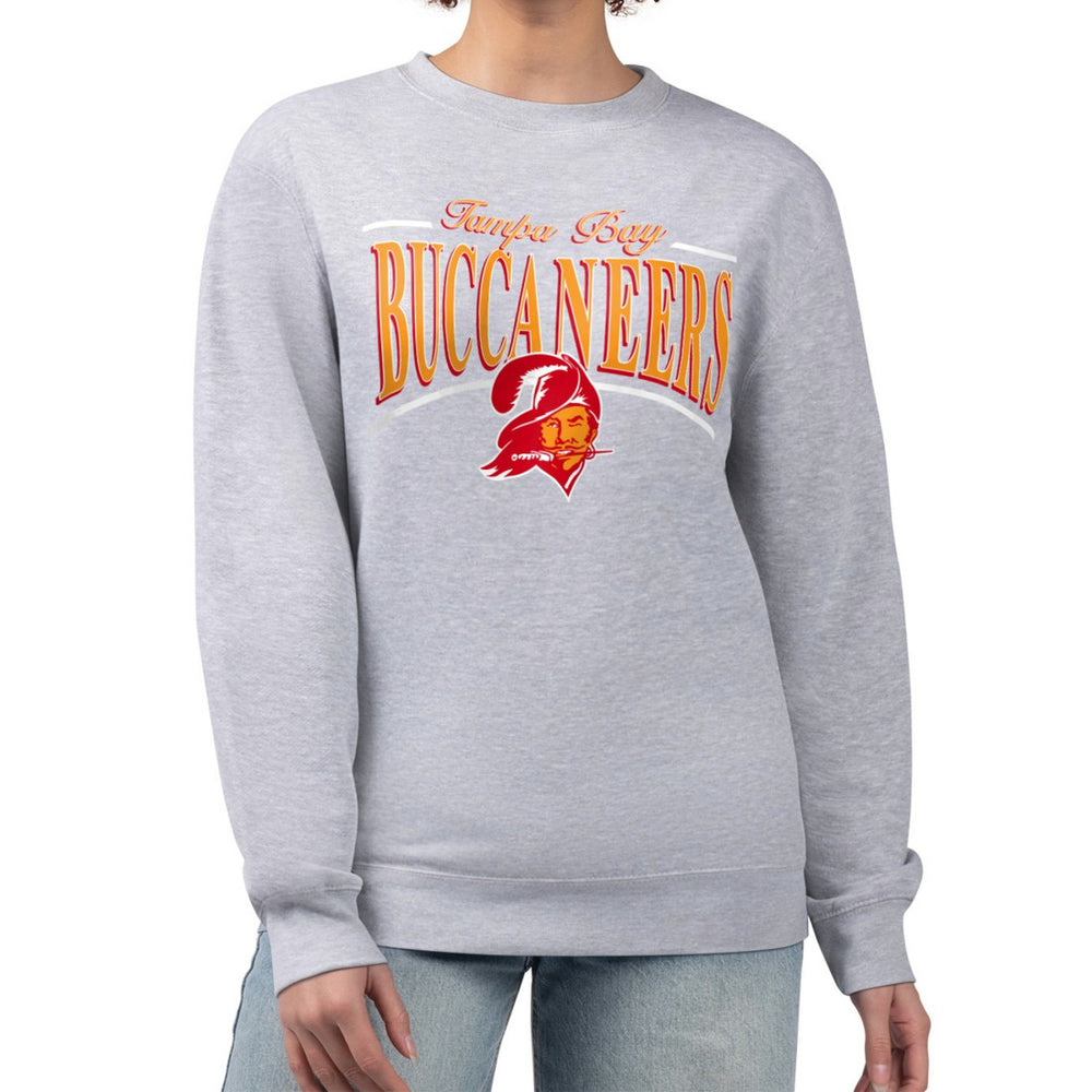 Tampa Bay Buccaneers Starter Women's Throwback Arch Stripe Fleece Pullover Sweatshirt - Gray - NFL
