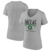 Dallas Stars Women's Retro Script V-Neck T-Shirt - Gray | NHL Clearance