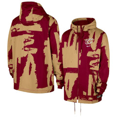 Nike Cleveland Cavaliers Courtside Club Premium Woven Full-Zip Hooded Jacket Wine/Gold